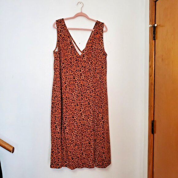 Ava & Viv Sleeveless Midi Animal Print Dress Womens 3X New without tags - Picture 2 of 6